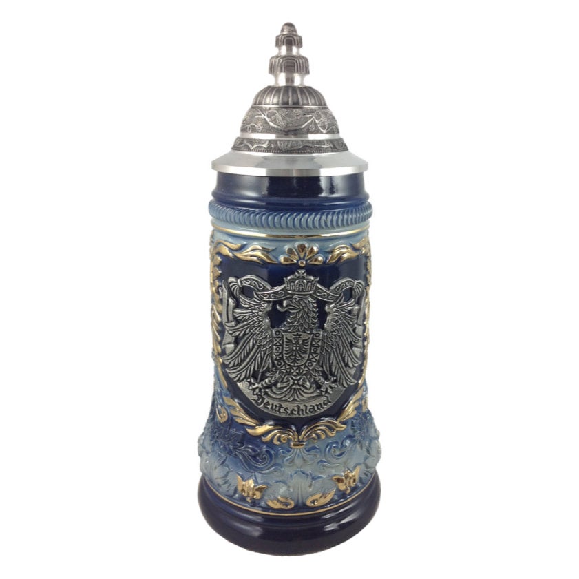 Zoeller and Born Glazed Blue With Pewter Eagle 0.50 L (1423-206